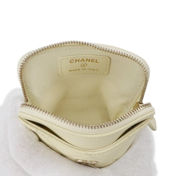 CHANEL Matelasse CC Logo Classic Zip Coin Purse Calfskin Baby Yellow AP2061 - Picture 9 of 11